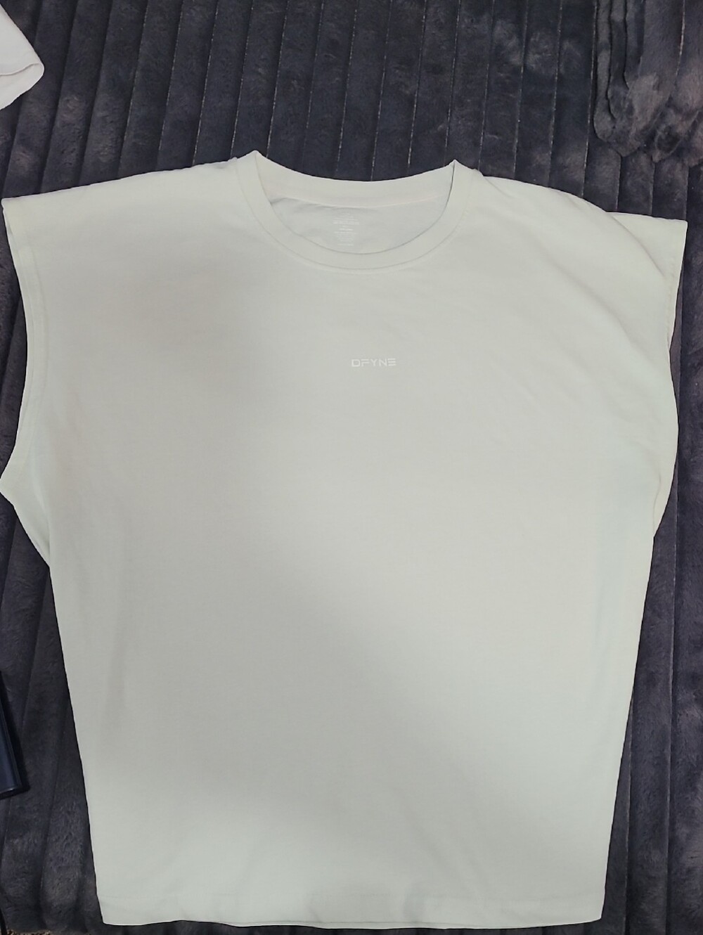 DFYNE Muscle Tank Off-White Sleeveless Crew Tee with Subtle Logo - Light Ivory